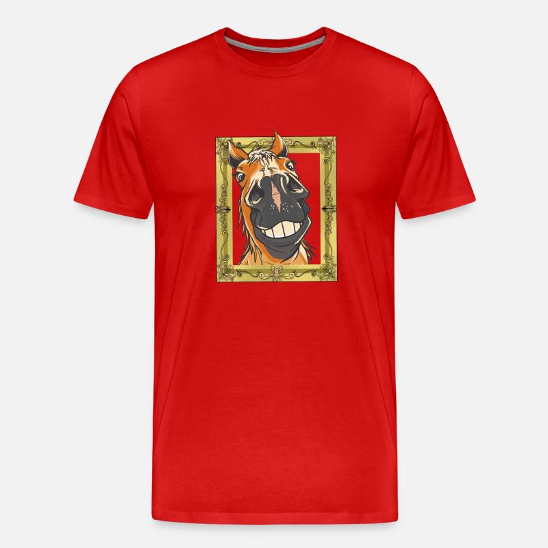 Pferdekopf Pferd Pferde - Männer Premium Bio T-Shirt - Rot