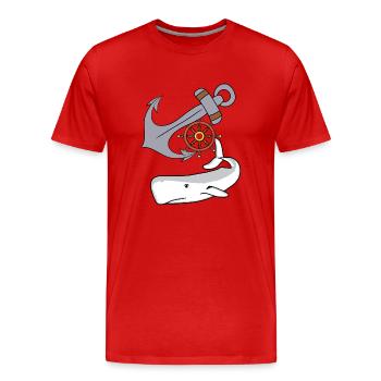 Ancre Maritime Volant Baleine Poissons Fich - T-shirt bio Premium Homme - rouge - Devant - Damien (186cm)