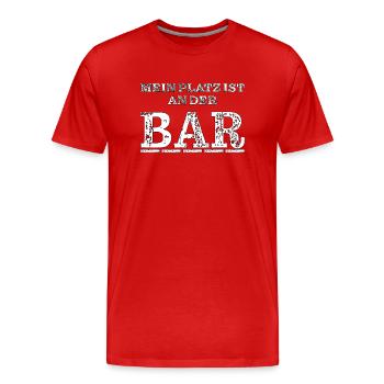 MEIN PLATZ IST AN DER BAR - Männer Premium Bio T-Shirt - Rot - Vorne - Damien (186cm)