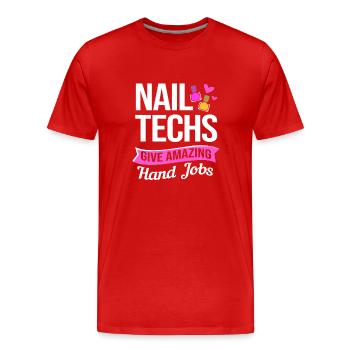Créatrice d'ongles, esthéticienne, cosmétique pour les ongles - T-shirt bio Premium Homme - rouge - Devant - Damien (186cm)