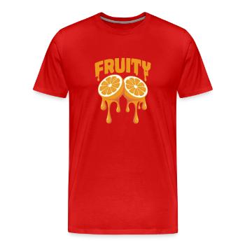 Fruchtig Orangen für einen Orangen Liebhaber - Männer Premium Bio T-Shirt - Rot - Vorne - Damien (186cm)