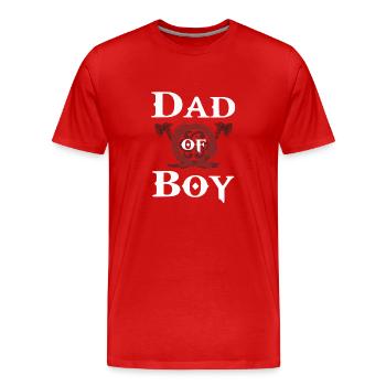 Father of boy Dad of Boy gaming vikinger of war - Men's Premium Organic T-Shirt - red - Front - Damien (186cm)
