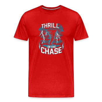 Erlebe Die Faszinierende Welt Des Tornadojagens - Männer Premium Bio T-Shirt - Rot - Vorne - Damien (186cm)