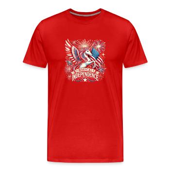 Patriotisme magique Licorne américaine États-Unis - T-shirt bio Premium Homme - rouge - Devant - Damien (186cm)
