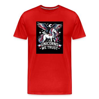 Magischer Patriotismus Amerikanischer Einhorn USA - Männer Premium Bio T-Shirt - Rot - Vorne - Damien (186cm)