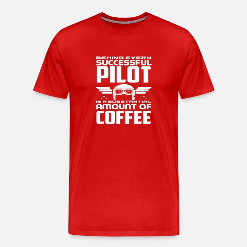 Pilot Kaffee Piloten - Männer Premium Bio T-Shirt - Rot