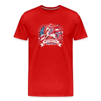 Magischer Patriotismus Amerikanischer Einhorn USA - Männer Premium Bio T-Shirt - Rot - Vorne - Damien (186cm)