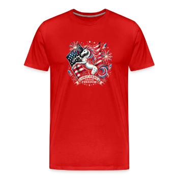 Magischer Patriotismus Amerikanischer Einhorn USA - Männer Premium Bio T-Shirt - Rot - Vorne - Damien (186cm)