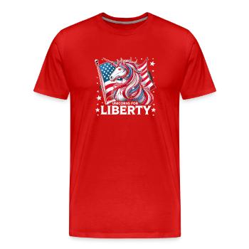 Magischer Patriotismus Amerikanischer Einhorn USA - Männer Premium Bio T-Shirt - Rot - Vorne - Damien (186cm)