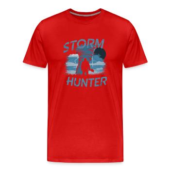 Erlebe Die Faszinierende Welt Des Tornadojagens - Männer Premium Bio T-Shirt - Rot - Vorne - Damien (186cm)