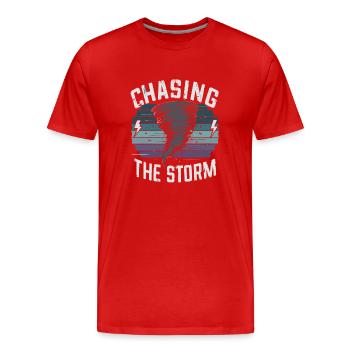 Erlebe Die Faszinierende Welt Des Tornadojagens - Männer Premium Bio T-Shirt - Rot - Vorne - Damien (186cm)