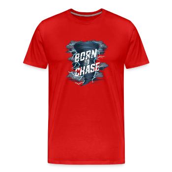 Erlebe Die Faszinierende Welt Des Tornadojagens - Männer Premium Bio T-Shirt - Rot - Vorne - Damien (186cm)