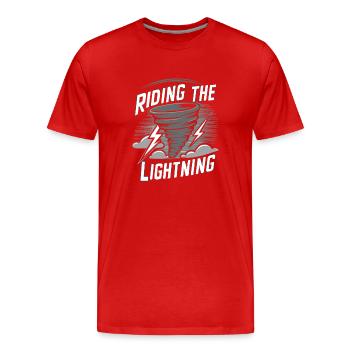 Erlebe Die Faszinierende Welt Des Tornadojagens - Männer Premium Bio T-Shirt - Rot - Vorne - Damien (186cm)