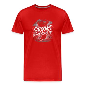 Découvrez le monde fascinant de la chasse aux tornades - T-shirt bio Premium Homme - rouge - Devant - Damien (186cm)