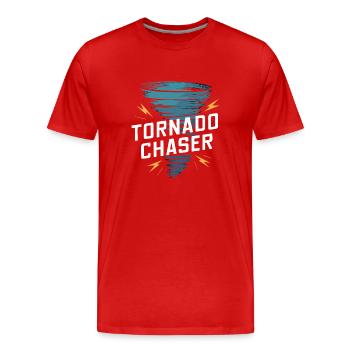 Erlebe Die Faszinierende Welt Des Tornadojagens - Männer Premium Bio T-Shirt - Rot - Vorne - Damien (186cm)