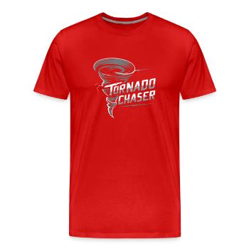 Erlebe Die Faszinierende Welt Des Tornadojagens - Männer Premium Bio T-Shirt - Rot - Vorne - Damien (186cm)