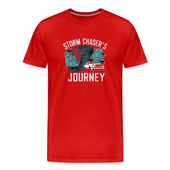 Découvrez le monde fascinant de la chasse aux tornades - T-shirt bio Premium Homme - rouge - Devant - Damien (186cm)