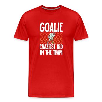 Lacrosse Torwart Lustiges Lacrosse - Männer Premium Bio T-Shirt - Rot - Vorne - Damien (186cm)