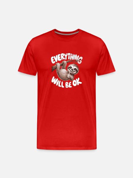 Motivierendes Faultier Alles wird gut - Männer Premium Bio T-Shirt - Rot