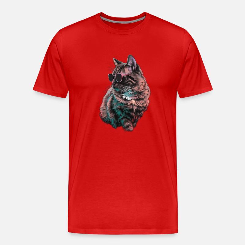 Sonnenbrille der Burma-Katze Geschenk - Männer Premium Bio T-Shirt - Rot