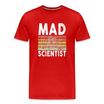 Mad Scientist - Men's Premium Organic T-Shirt - red - Front - Damien (186cm)
