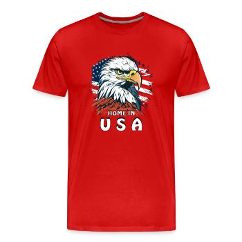 HABITAT DU PYGARGUE À QUEUE BLANCHE AUX ÉTATS-UNIS - T-shirt bio Premium Homme - rouge - Devant - Damien (186cm)
