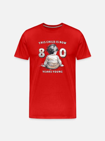 Child 80th Birthday - Men's Premium Organic T-Shirt - red