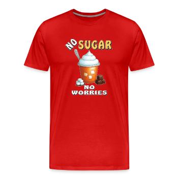NO SUGAR NO WORRIES - Men's Premium Organic T-Shirt - red - Front - Damien (186cm)