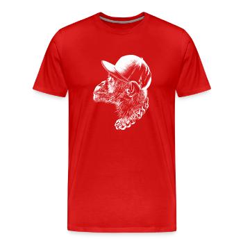 Cooler Thug Monkey Kopf Mit Mütze Und Halskette Lustig - Männer Premium Bio T-Shirt - Rot - Vorne - Damien (186cm)
