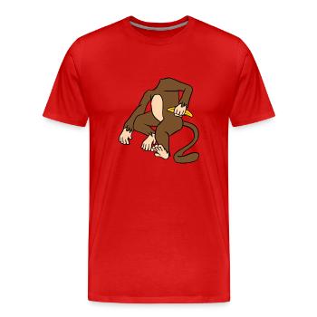 Corps de singe tenant une banane drôle de singe primate - T-shirt bio Premium Homme - rouge - Devant - Damien (186cm)