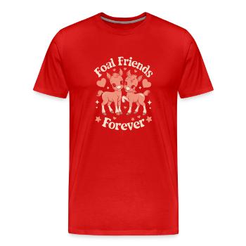Amoureux des chevaux, soins aux poulains, équitation, passion - T-shirt bio Premium Homme - rouge - Devant - Damien (186cm)