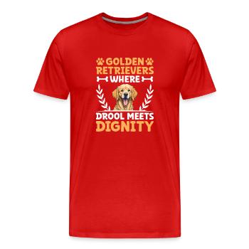 Golden Retrievers où la bave rencontre la dignité GR Dog - T-shirt bio Premium Homme - rouge - Devant - Damien (186cm)