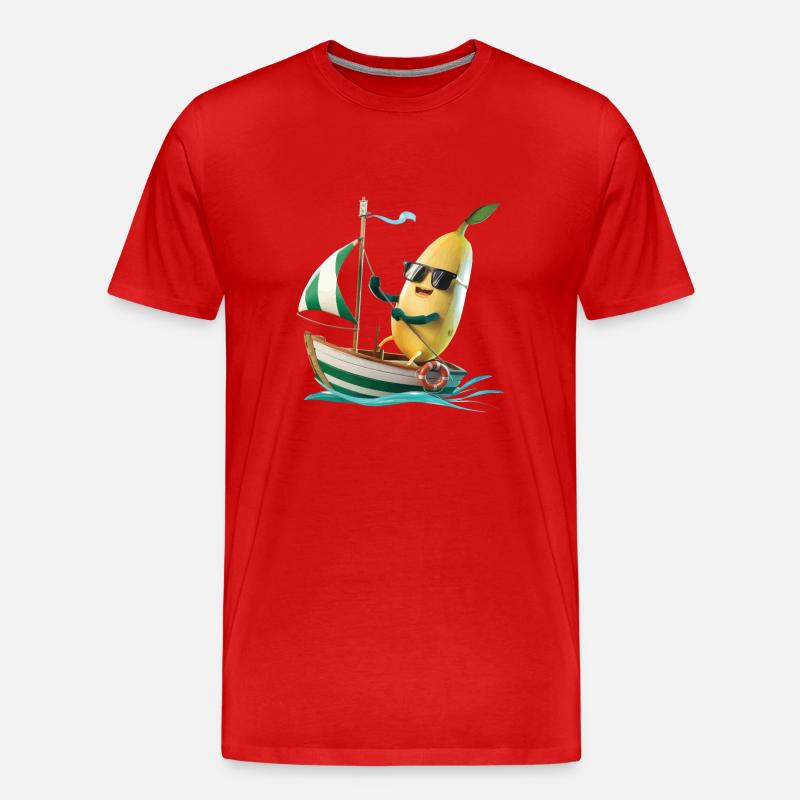 Obst Banane Bootfahren Geschenk - Männer Premium Bio T-Shirt - Rot