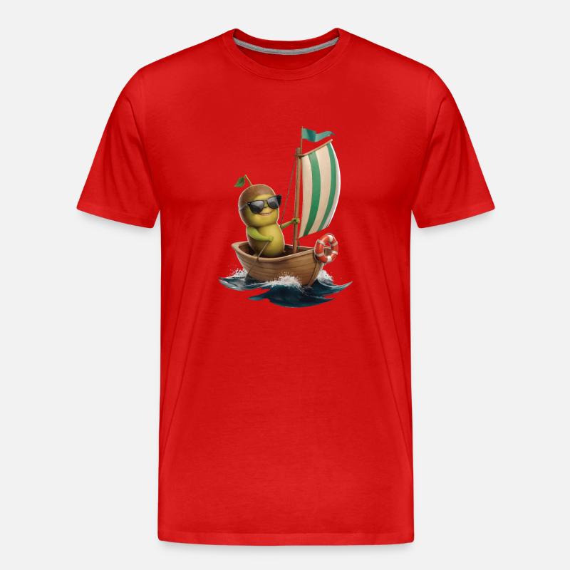 Frucht Kiwi Bootfahren Geschenk - Männer Premium Bio T-Shirt - Rot