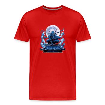 Mysteriöser Ninja-Krieger bei Vollmond für einen - Männer Premium Bio T-Shirt - Rot - Vorne - Damien (186cm)