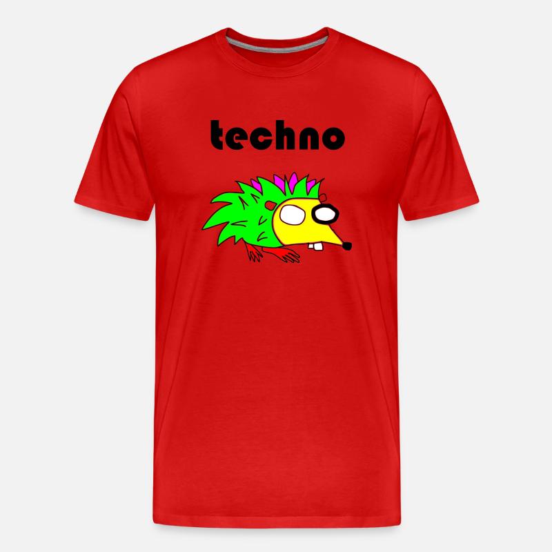 techno igel - Männer Premium Bio T-Shirt - Rot