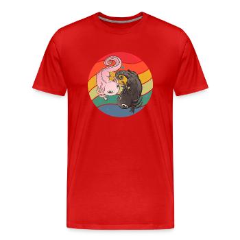 Ying et Yang Axolotl - T-shirt bio Premium Homme - rouge - Devant - Damien (186cm)