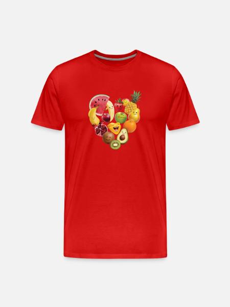 Fruchtcollage Herz Geschenk - Männer Premium Bio T-Shirt - Rot