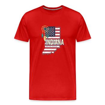 Indiana États-Unis Carte Souvenir - T-shirt bio Premium Homme - rouge - Devant - Damien (186cm)