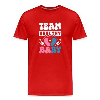 Équipe bébé en bonne santé - T-shirt bio Premium Homme - rouge - Devant - Damien (186cm)