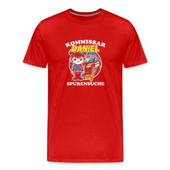 Kommissar Daniel Spurensuche - Männer Premium Bio T-Shirt - Rot - Vorne - Damien (186cm)