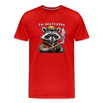 WASCHBÄR JOINT FÜR DEN FRIEDEN - Männer Premium Bio T-Shirt - Rot - Vorne - Damien (186cm)