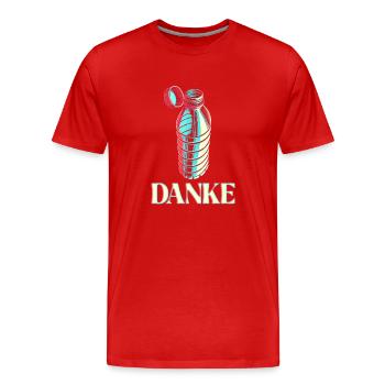 Flasche mit festen Deckel Danke - Männer Premium Bio T-Shirt - Rot - Vorne - Damien (186cm)