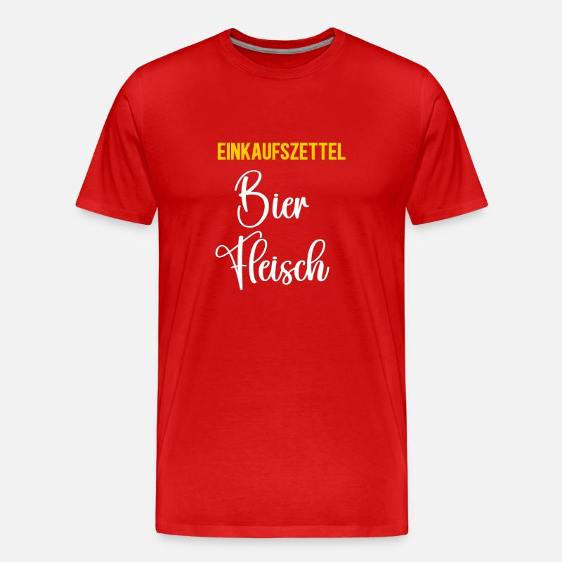Einkaufsliste Bier und Fleisch - Männer Premium Bio T-Shirt - Rot