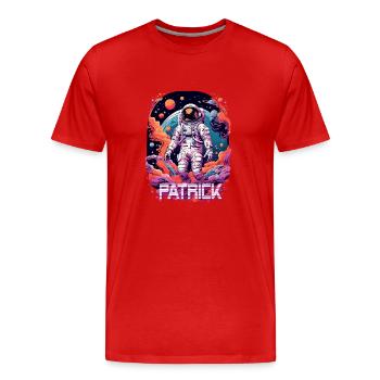PATRICK - Beau prénom de garçon avec astronaute cool - T-shirt bio Premium Homme - rouge - Devant - Damien (186cm)