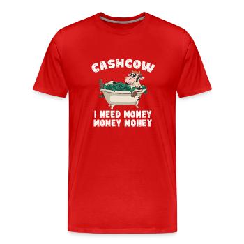 Cash Cow für einen Investor Anleger Sparer - Männer Premium Bio T-Shirt - Rot - Vorne - Damien (186cm)
