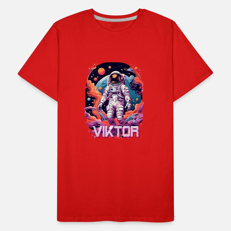 VIKTOR - Beautiful boy name with cool astronaut Men's Premium Organic T-Shirt