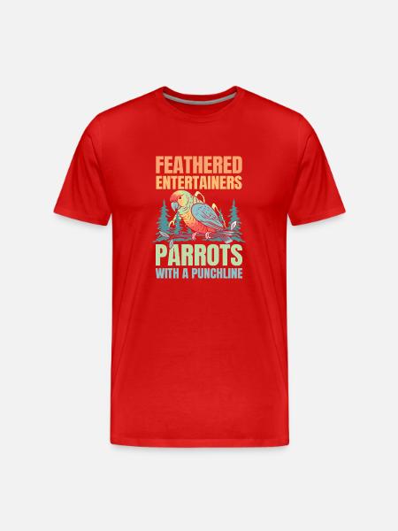Feathered Entertainers Parrots - Männer Premium Bio T-Shirt - Rot