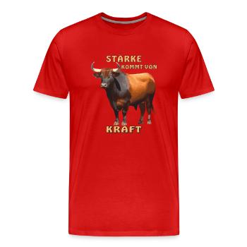 LA FORCE DU TAUREAU VIENT DE LA FORCE - T-shirt bio Premium Homme - rouge - Devant - Damien (186cm)
