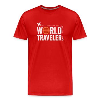 Voyageur du monde - T-shirt bio Premium Homme - rouge - Devant - Damien (186cm)